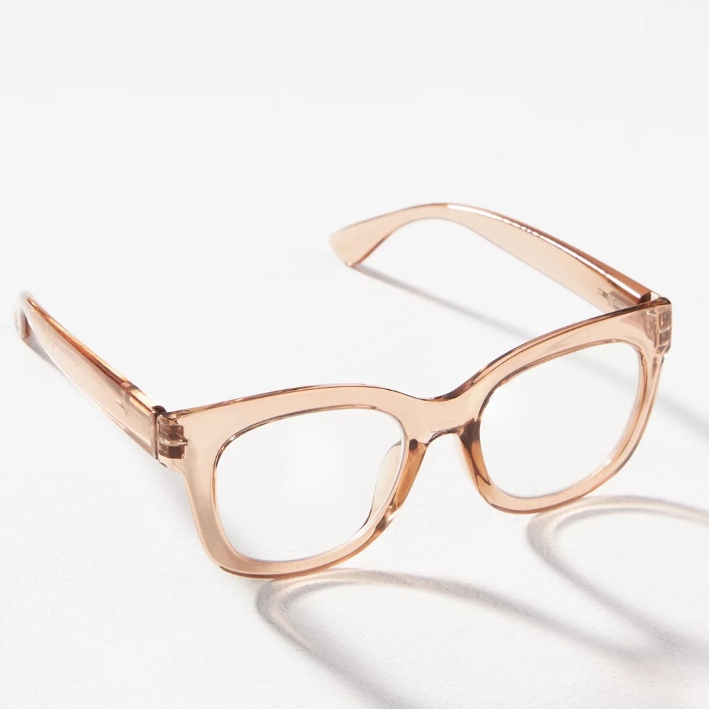 NEW from Anthropologie Taupe Blue Light Filtering‎ Glasses +2.00